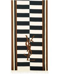 Saint Laurent - Fringed Edges Silk Scarf For - Lyst