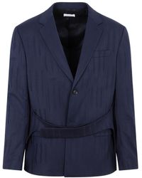 Off-White c/o Virgil Abloh - Stylish Wool Jacket With Belt Detail - Lyst