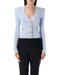 Balmain - Cropped Knit Cardigan - Lyst