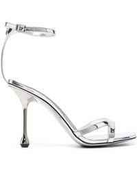 Jimmy Choo - High Heel Metallic Sandals With Buckle Strap - Lyst