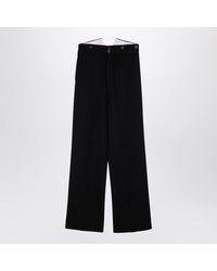Maison Margiela - Wide Leg Wool Trousers With Pleats - Lyst