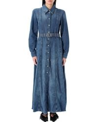 Ganni - Denim Maxi Dress - Lyst