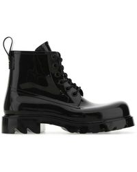 Bottega Veneta - Round Toe Lace-Up Combat Boots With 4.5 Cm Heel - Lyst