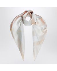 Burberry - Silk Scarf With Watercolor Effect Check Pattern - Lyst