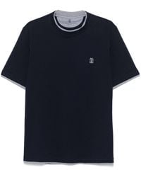 Brunello Cucinelli - Cotton T-Shirt With Logo Embroidery - Lyst