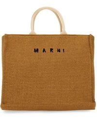 Marni - Large Raffia Effect Fabric Tote Handbag - Lyst