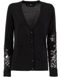 Ermanno Scervino - Elegant Cardigan With Floral Lace Inserts - Lyst