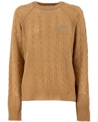 Etro - Cashmere Crew-Neck Cable Knit Sweater For - Lyst