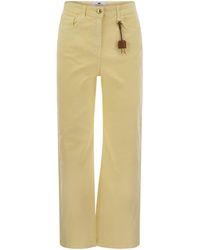 Elisabetta Franchi - Dyed Cotton Jeans With Logo Charm - Lyst