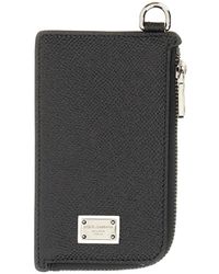 Dolce & Gabbana - Mini Leather Card Holder With Logo Plaque - Lyst