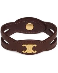 Celine - Elegant Calfskin And Brass Bracelet - Lyst