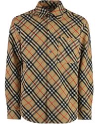 Burberry - Wool Overshirt With Check Motif - Lyst