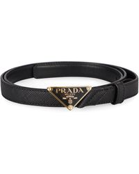 Prada - Luxury Leather Belt With Metal Buckle - Lyst
