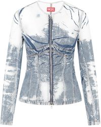 DIESEL - Chic Distressed Mini Denim Jacket - Lyst