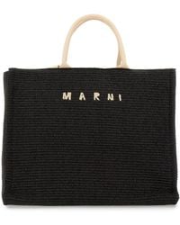 Marni - Large Raffia Effect Fabric Tote Handbag - Lyst