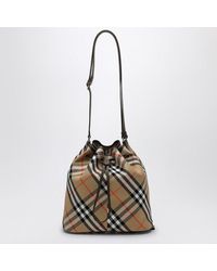 Burberry Medium Bucket Bag With Lichen-Colour Check Pattern