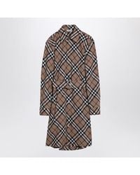 Burberry - Check Wool Blend Midi Dress With Belt - Lyst