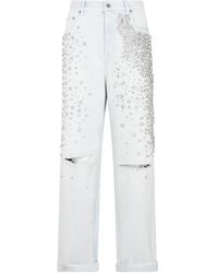 Golden Goose - Light Cotton Jeans With Crystal Stones - Lyst
