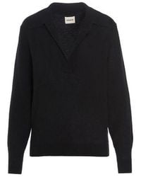 KHAITE - Cashmere-Blend Stretch Design Polo Collar Knit Pullover - Lyst