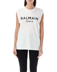Balmain - Printed Tank Top - Lyst