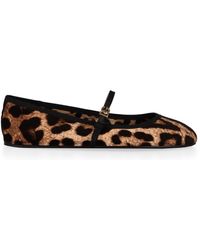Dolce & Gabbana - Velvet Ballerinas With Animal Motif - Lyst