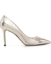 Jimmy Choo - Cracked Effect Leather Mini Romy Pumps 85 - Lyst