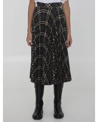 Burberry - Check Pleated Skirt - Lyst
