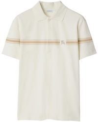 Burberry - Embroidered Cotton Piqué Polo Shirt With Screen-Printed Stripes - Lyst