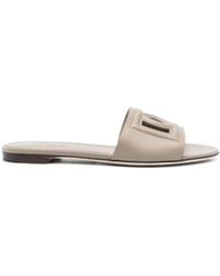 Dolce & Gabbana - Leather Sandals With Dg Logo - Lyst