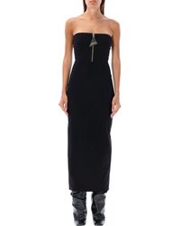 The Attico - Strapless Bustier Midi Dress With Large Zip Detail - Lyst