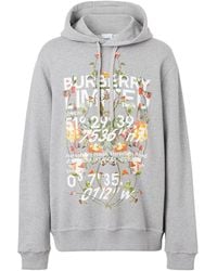 Burberry - Logo Cotton Sweater With Drawstring Hood For - Lyst