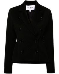 Alaïa - Double Breasted Gabardine Blazer - Lyst