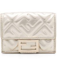 Fendi - Mini Embossed Ff Motif Trifold Wallet - Lyst