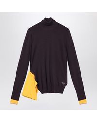 Fendi - Wool Knit Turtleneck Sweater With Bustier Detail - Lyst