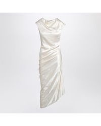McQueen - Ivory Asymmetrical Draped Dress - Lyst