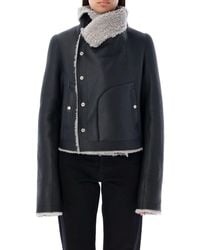 Rick Owens - Shearling-Lined Leather Biker Jacket - Lyst