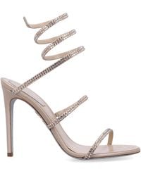 Rene Caovilla - Sparkling Open Toe Mini Sandals With High Stiletto Heel - Lyst