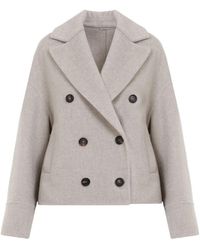 Brunello Cucinelli - Luxury Double-Breasted Wool-Cashmere Short Jacket - Lyst