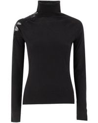 Ermanno Scervino - Elegant High Neck Sweater With Lace Inserts - Lyst