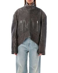 JW Anderson - Oversized Curved Hem Leather Jacket - Lyst
