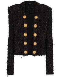 Balmain - Tweed Buttoned Jacket - Lyst