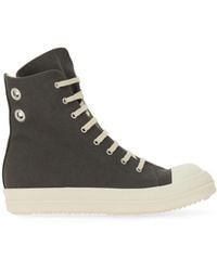 Rick Owens - High-Top Cotton Sneakers - Lyst