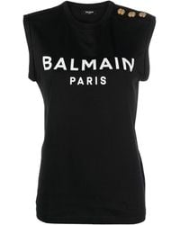 Balmain - Printed Tank Top - Lyst