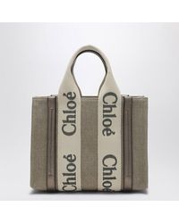 Chloé - Chloã Woody Linen And Leather Tote Bag - Lyst