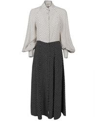 Crida Milano - Polka Dot Silk Midi Dress - Lyst