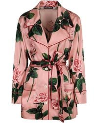 Dolce & Gabbana - Printed Silk Blouse Top - Lyst