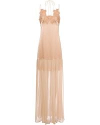 Alberta Ferretti - Elegant Long Dress With Lace And Tulle Hem - Lyst