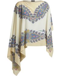Etro - Asymmetric Silk Poncho With Paisley Print - Lyst