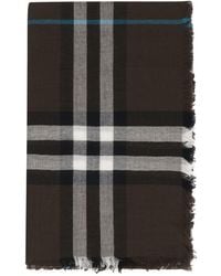 Burberry - Check Motif Scarf With Frayed Hem - Lyst
