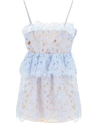 Self-Portrait - Mini Organza Lace Dress - Lyst